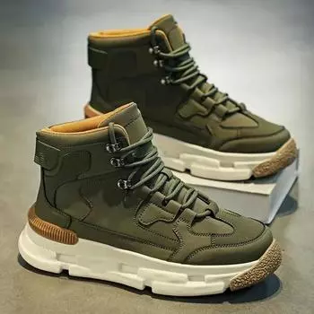 Осенне-зимние мужские ботинки, новые высокие ботинки на толстой подошве для скалолазания, снежные рабочие ботинки, модная повседневная спортивная обувь, мягкая 39 хаки
