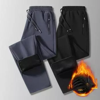 Осенне-зимние мужские брюки больших размеров, теплые, с завязками на ногах, на плоской подошве, спортивные и повседневные, удобные, свободные и мягкие, однотонные брюки 8XL