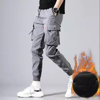 Осенне-зимние мужские брюки на шнурке, комбинезоны, теплые толстые спортивные штаны, брюки длиной до щиколотки, спортивная одежда M