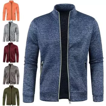 Осенне-зимние мужские длинные вязаные свитера на молнии с рукавами, тонкие бархатные модные топы, свитера, куртки больших размеров для мужчин XXXXXL чёрный