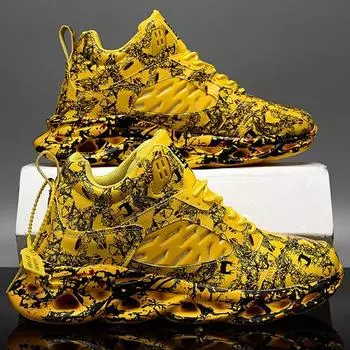 Осенне-зимние мужские кожаные нескользящие сверхлегкие баскетбольные кроссовки для спорта на открытом воздухе с граффити 39 красный