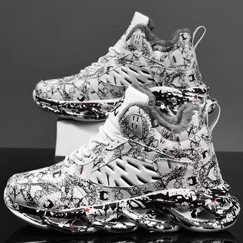 Осенне-зимние мужские плюшевые теплые хлопковые туфли, большого размера, нескользящие, износостойкие, спортивные хлопковые туфли 39 красный