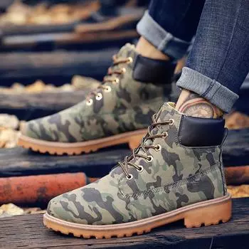 Осенне-зимние мужские походные ботинки, рабочие ботинки, короткие ботинки в стиле ретро, повседневная обувь, мужские ботинки, походная обувь 39 хаки