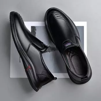 Осенне-зимние мужские повседневные кожаные туфли, модельные туфли, удобные нескользящие прогулочные туфли 38