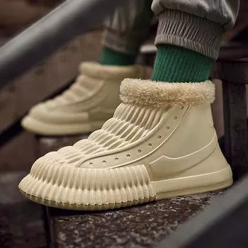 Осенне-зимние мужские повседневные уличные теплые утепленные зимние ботинки для дома и улицы, водонепроницаемая обувь 45
