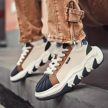 Осенне-зимние мужские спортивные кроссовки на платформе, весенние мужские студенческие повседневные кроссовки для путешествий и прогулок, теннисные кроссовки для бега 38 белый