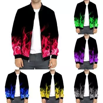 Осенне-зимние мужские тонкие куртки с принтом Мужские повседневные универсальные куртки с принтом L чёрный