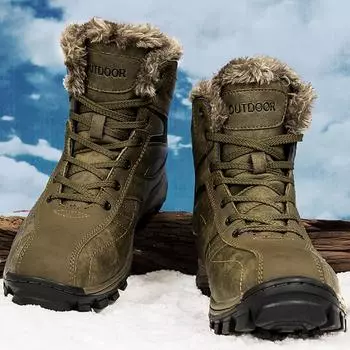 Осенне-зимние мужские зимние ботинки большого размера с бархатной резиновой подошвой, высокие зимние ботинки для сноуборда 40 коричневый