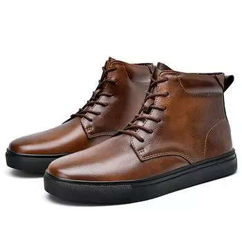 Осенне-зимние мужские зимние ботинки, повседневная кожаная обувь, мужские высокие кеды больших размеров, красивые удобные армейские ботинки для мужчин 38 верблюд