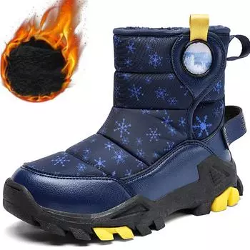 Осенне-зимние нескользящие износостойкие толстые бархатные теплые уличные высокие хлопковые ботинки для мальчиков зимние ботинки для девочек 29 розовый