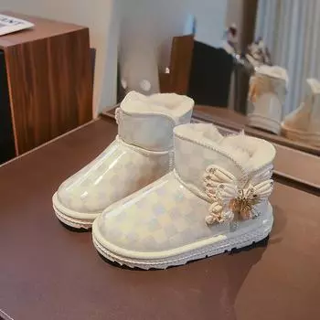 Осенне-зимние новые бархатные сапоги принцессы для девочек, теплая обувь 25 розовый