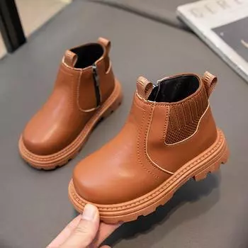 Осенне-зимние новые детские модные британские ботильоны с боковой молнией, красивые ботинки Martin для девочек, мягкая подошва, универсальные модные ботинки 21 белый