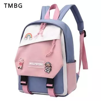 Осенне-зимние новые детские рюкзаки для девочек и мальчиков, нейлоновая школьная сумка для большого и среднего класса, школьная сумка для учеников первого класса, сумка для книг розовый/синий