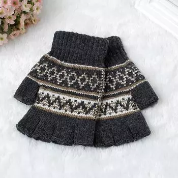 Осенне-зимние новые модные мужские вязаные теплые шерстяные перчатки без пальцев для набора текста на компьютере