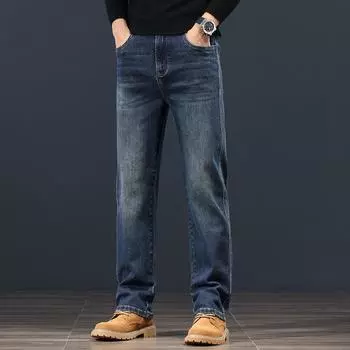Осенне-зимние новые мужские высококачественные эластичные ковбойские ностальгические ретро деловые прямые большие повседневные брюки 28