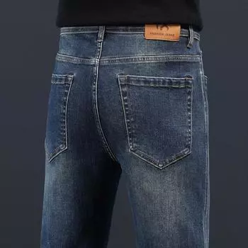 Осенне-зимние новые мужские высококачественные эластичные ковбойские ностальгические ретро деловые прямые большие повседневные брюки 28