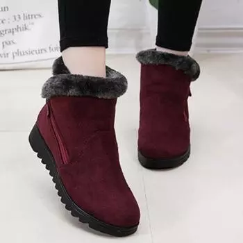 Осенне-зимние новые теплые женские зимние ботинки, повседневная женская обувь на низком каблуке с боковой молнией 35 красный