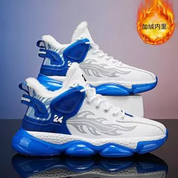 Осенне-зимние новые туфли из бархата и хлопка, высокие модные спортивные туфли для подростков, студентов, пап, универсальные туфли на платформе, повседневные туфли 38