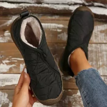 Осенне-зимние новые женские хлопковые туфли Space Cloth Bean Shoes с одной педалью, нескользящие, легкие, с мягкой подошвой 35 чёрный
