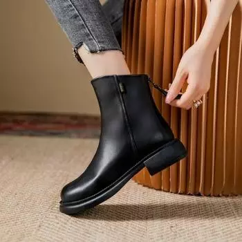 Осенне-зимние новые женские туфли Martin boots европейские, американские британские туфли на платформе женские туфли средней длины удобные сто рук 35 чёрный