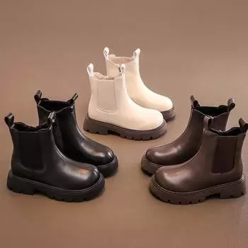 Осенне-зимние новые зимние детские водонепроницаемые кожаные ботинки 26 чёрный