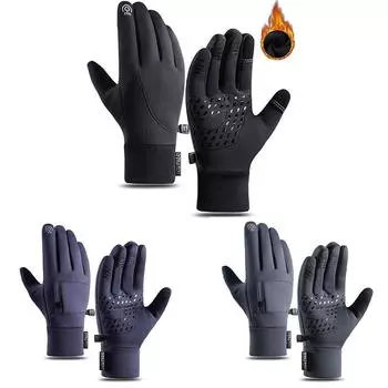 Осенне-зимние перчатки, нескользящие термомягкие варежки с сенсорным экраном и теплой подкладкой M чёрный