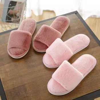 Осенне-зимние плюшевые домашние тапочки для деревянного пола с нескользящей подошвой из хлопка, туфли для пар на плоской подошве 36-37