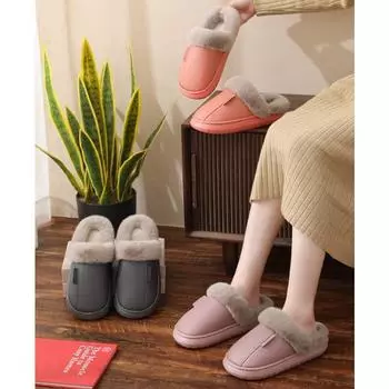 Осенне-зимние плюшевые теплые и водонепроницаемые домашние тапочки для женщин и мужчин, хлопковая обувь 36-37 оранжевый