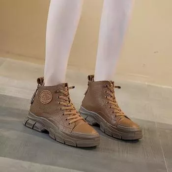 Осенне-зимние повседневные ботинки с круглым носком, однотонные, с двойной молнией, высокие туфли, женская обувь больших размеров 35 чёрный