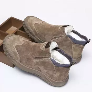 Осенне-зимние повседневные мужские высокие рабочие ботинки, грязе- и водонепроницаемые ботинки, мужские замшевые ботинки в стиле ретро 39 чёрный