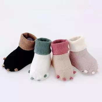 Осенне-зимние противоскользящие носки-тапочки для малышей, милые толстые теплые плюшевые носки Kawaii для маленьких девочек и мальчиков, носки для новорожденных M