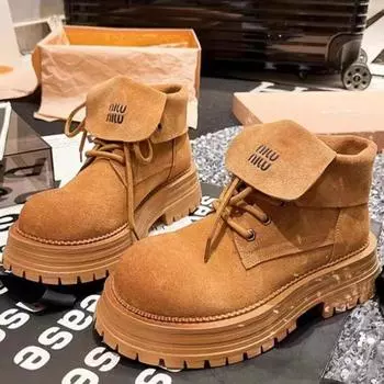 Осенне-зимние ретро-модные женские ботинки на платформе, дизайнерские роскошные кожаные туфли, женские повседневные однотонные мотоциклетные ботинки 35 серый