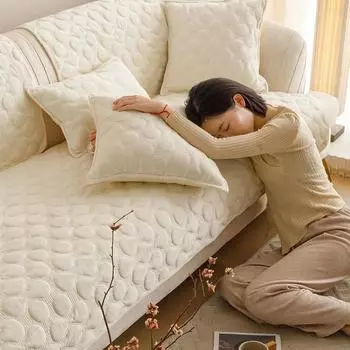 Осенне-зимние сезоны Гусь Мягкий узор с вышивкой Плюшевая подушка для дивана Простая мода Противоскользящий чехол для дивана Тканевая подушка для сиденья 70*70cm