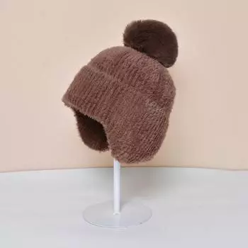 Осенне-зимние шапки для женщин, толстая теплая вязаная шапка, женские однотонные шапки, русские шапки, женская лыжная шапка-ушанка, шапка-бини One Size чёрный