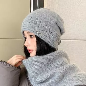 Осенне-зимние шерстяные шапки с большой окружностью головы, ворсовые шапки с завязками, вязаные шапки с подвернутым краем, повседневные шапки для пар для мужчин и женщин One Size белый