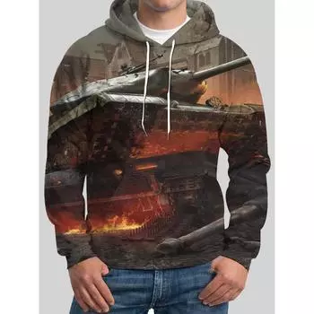 Осенне-зимние свитера с длинными рукавами, 3D-принт, мужская толстовка с капюшоном, мультяшный узор, модная спортивная толстовка S