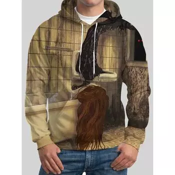 Осенне-зимние свитера с длинными рукавами, 3D-принт, мужская толстовка с капюшоном, мультяшный узор, модная спортивная толстовка S