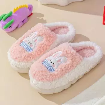 Осенне-зимние теплые и легкие женские домашние тапочки с мягкой подошвой, прочные, милые, с рисунком кролика, пушистые домашние тапочки 40-41 зелёный