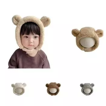 Осенне-зимние теплые шапки, зимняя теплая шапочка для новорожденных, милая плюшевая шапка с медвежьими ушками для малышей, мальчиков и девочек, модная термошапка для малышей, милая