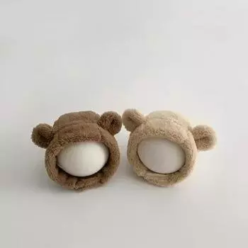 Осенне-зимние теплые шапки, зимняя теплая шапочка для новорожденных, милая плюшевая шапка с медвежьими ушками для малышей, мальчиков и девочек, модная термошапка для малышей, милая