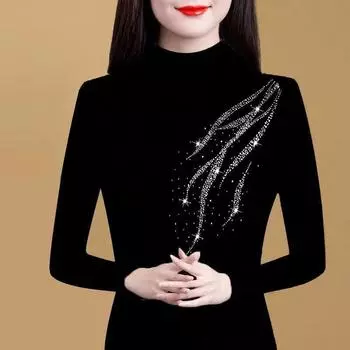 Осенне-зимние теплые топы, модная одежда, женские повседневные футболки с длинными рукавами, вязаный пуловер, свитера, базовая нижняя рубашка M