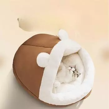 Осенне-зимние теплые закрытые тапочки с кроличьими ушками для кошек, утолщенное гнездо для глубокого сна, собачья будка, коврик для домашних животных S 45*35*27.5cm