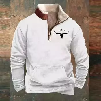Осенне-зимние толстовки с принтом бычьих рогов, мужские, с короткими рукавами и принтом, повседневные, модные, с капюшоном, толстовки в стиле Харадзюку, теплые свитера, уличная одежда S циан/бежевый