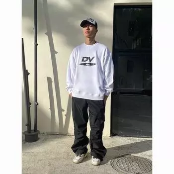 Осенне-зимние толстовки в американском стиле с простым ретро-диском и буквенным принтом для мужчин и женщин, уличные топы для пар Y2K S белый