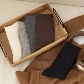 Осенне-зимние толстые мужские носки, зимние теплые носки средней толщины, мужские шерстяные кашемировые термоноски, однотонные, черные, серые, эластичные, длинные носки чёрный