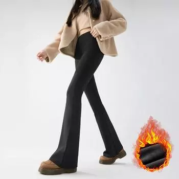 Осенне-зимние тонкие флисовые брюки Sharkskin Micro клеш леггинсы женские эластичные с высокой талией тонкие теплые брюки Horseshoe XL синий