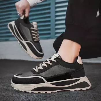 Осенне-зимние трендовые мужские повседневные теплые и утолщенные туфли, новые мужские спортивные кроссовки с низким верхом на толстой подошве 39