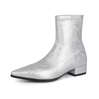 Осенне-зимние туфли Lenkisen PU на толстом низком каблуке с принтом в восточном стиле, ботинки челси, сохраняющие тепло, модные ботильоны 34 чёрный