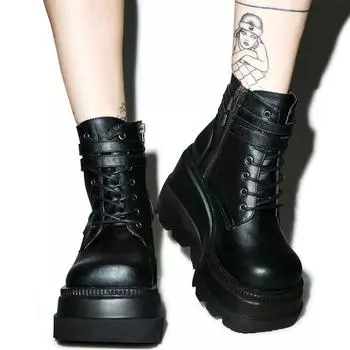 Осенне-зимние туфли на танкетке Ботильоны женские на платформе высокие каблуки Косплей модная обувь 43 белый