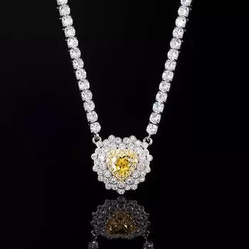 Осенне-зимние украшения Медь Позолота Бриллиант с высоким содержанием углерода В форме сердца Универсальная цепочка Ожерелье Женское 6 * 6